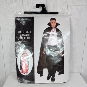 Black Cape Full Length With Collar Unisex Adult One Size Costume New